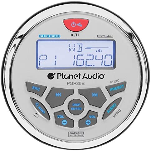 Planet Audio PGR35B Weatherproof Marine Gauge Receiver - Bluetooth, Digital Media MP3 Player, No CD Player, USB Port, AUX-In, AM/FM Radio Receiver