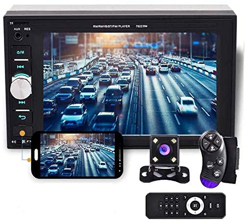 Camecho 2 din Car Multimedia Player 1080P Full HD 6.2" LCD Touch Screen Car Stereo Audio MP5 Player Support Bluetooth/TF/USB/FM Radio&Android Phone Mirror Link+Steering Wheel Control&Backup Camera