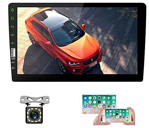 UNITOPSCI Double Din Car Stereo with Bluetooth 9'' HD Touch Screen Car Radio Multimedia Player FM Radio Receiver, MP5 Player, USB Input, Mirror Link, SWC with 8 LEDs Backup Camera