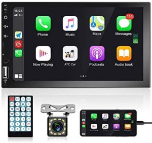 Double Din Car Stereo 7 Inch HD Capacitive Touch Screen Car Radio Bluetooth FM Radio TF USB Mirror Link D-Play Multimedia MP5 Player + Remote Control Backup Camera