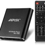 AGPTEK Mini HD TV Media Player con Adaptador USB 1080P - MKV/RM-SD/USB HDD-HDMI Support HDMI CVBS and YPbPr Video Output with Remote Controller and Power Adapter 5V 2A - Negro