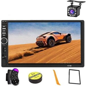 Car Stereo 2 Din,7 inch Touch Screen MP5/MP4/MP3 Multimedia Player,Bluetooth Audio,Car Stereo Receivers,FM Radio,USB/SD/AUX Input,Mirror Link,Support Steering Wheel Remote Control,Rear View Camera