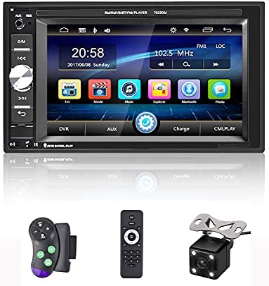 Double Din Car Stereo Bluetooth Car Radio with 6.2”HD Digital Touch Screen Car MP5 Player FM Radio Support SWC Mirror Link AUX-in USB TF Multimedia Player with Backup Camera & Wireless Remote Control