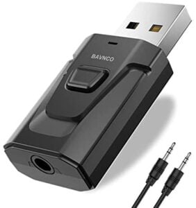 Bluetooth Aux Adapter, BAVNCO Wireless Bluetooth 5.0 Car Adapter Hands-Free Car Kits Mini 3.5mm Stereo Output Bluetooth Receiver Transmitter for Car/Home Stereo PC TV More