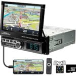 Car Stereo Single Din Car Radio in Dash GPS Navigation 7”Flip Out Touch Screen Head Unit Support Bluetooth Audio Calling, Car MP5 Player, FM/USB/TF/AUX-in, Mirror Link, Remote Control+Rear View Camera