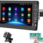 Camecho 8 inch Android 9.0 Double Din Radio with Bluetooth 1080P Touch Screen Radio with WiFi Connected GPS/FM/Mirror Link for Android/iOS Phones + Backup Camera