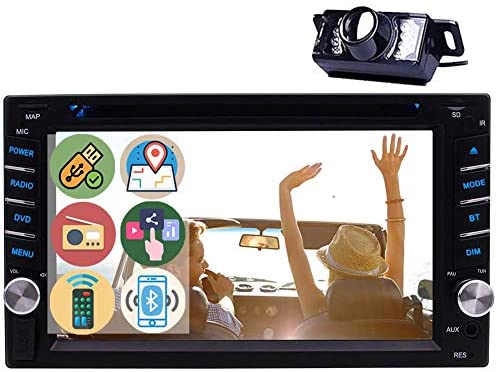 6.2" Touch Screen Car Stereo Double Din Car DVD Player GPS Navigation 2 Din in Dash Bluetooth FM/AM RDS Radio Receiver 1080P Video CD/TF/USB/AUX-in/Subwoofer/SWC+Remote Control-Free Rear View Camera