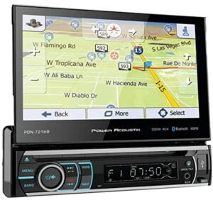 Power Acoustik PDN-721HB Single DIN Bluetooth In-Dash DVD/CD/AM/FM Car Stereo Receiver w/ 7" Touchscreen and Navigation , BLACK