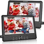 FANGOR 10.5 Dual DVD Player for Car Portable Headrest Video Players with 2 Mounting Brackets, 5 Hours Rechargeable Battery, Last Memory, USB/SD Card Reader, AV Out&in ( 1 Player + 1 Screen )