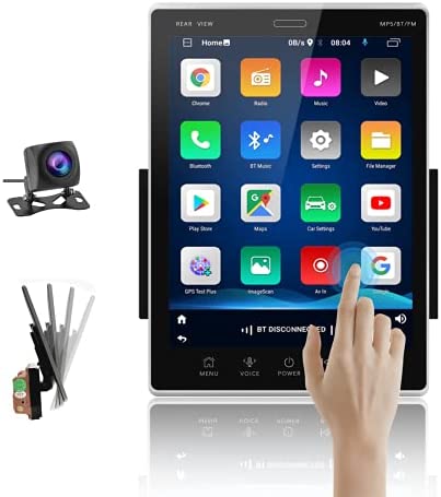 Podofo Android Doule Din GPS Car Stereo 9.5'' Vertical Touchscreen Headunit with Backup Camera Bluetooth Split Screen WiFi Navigation Three USB Input FM Radio Mirror Link for Android/iOS