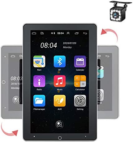 Universal Double Din Android Car Radio, 10 inch Touch Screen Rotation GPS Android 9.1 Car Stereo