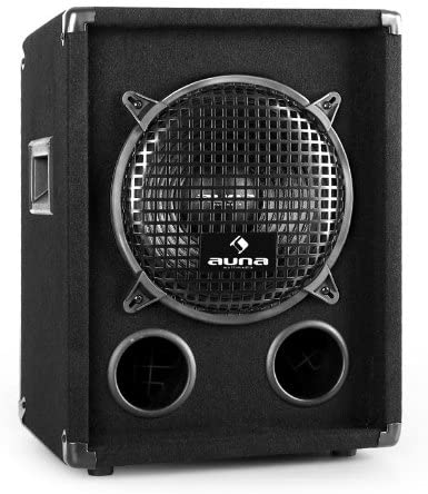 AUNA PW-1010-SUB Subwoofer PA pasivo - 25cm, 600W, Conexión PA, Jack y terminales, Conexión de trípode, Diseño bassreflex, Transportable con Asas, Sensibilidad: 90dB, Impedancia: 8 ohmios, Negro