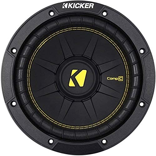 Kicker 44CWCD84 CompC 8 Inch 4 Ohm 200 Watt RMS Power and 400 Watts Peak Power Dual Voice Coil Car Audio Sub Subwoofer, Black