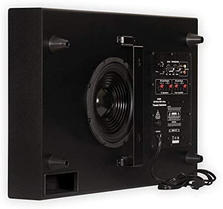 Theater Solutions SUB8S 250 Watt Surround Sound HD Home Theater Slim Powered Active Subwoofer (Black)