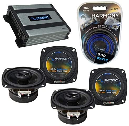 Harmony Audio HA-A400.4 Amp Bundle with (2) Harmony Audio HA-R4 Speakers Compatible with BMW 6 Series 2005-2008 Factory Speaker Replacement